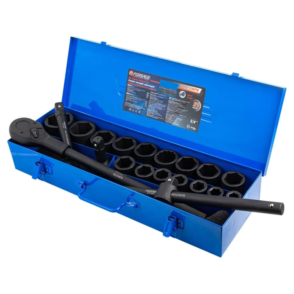 Набор инструментов ударных 3/4'', 6гр, 21пр(17,19,21,22,24,27,30,32,34,35,36,36-12гр,38,41,46,50мм), в Одесса - изображение 1