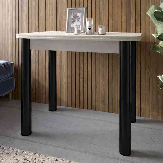 Обеденный стол раскладной LION Нота черные ножки Бетон Style 60x90/90x120 (LION-045134) Львов