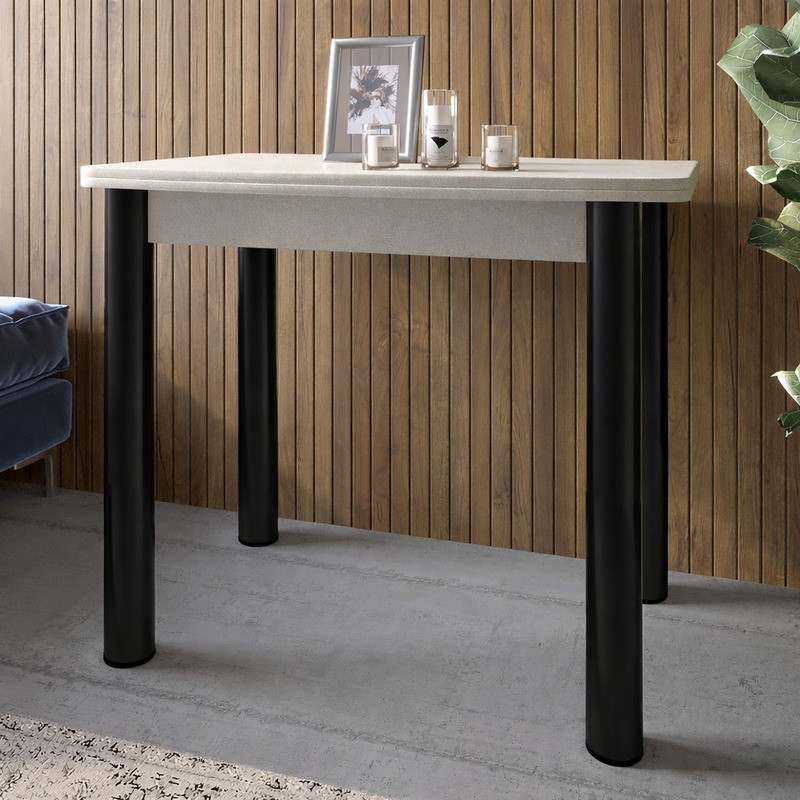 Обеденный стол раскладной LION Нота черные ножки Бетон Style 60x90/90x120 (LION-045134) Львов - изображение 2