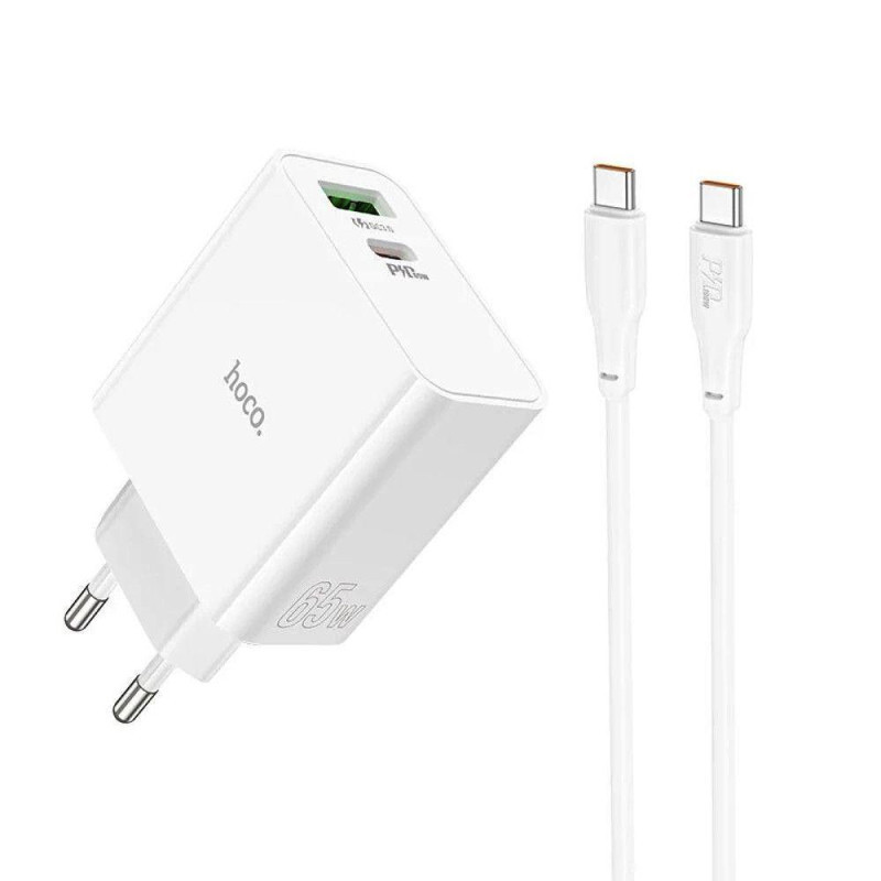 Мережевий зарядний пристрій HOCO C113A Awesome PD65W dual port charger, колір білий 6931474790910 Одеса - фото 3