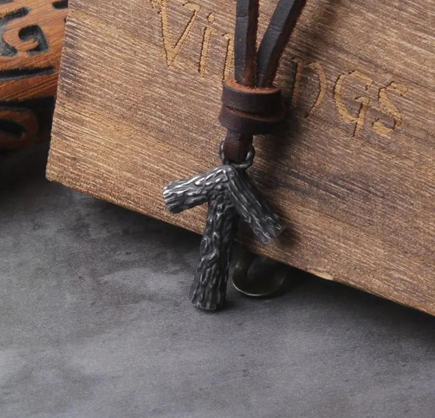 Скандинавский кулон Тейваз с имитацией дерева, шнурок из экокожи Киев - изображение 2