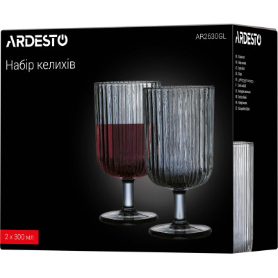 Набор бокалов Ardesto Graphite 300 мл 2 шт (AR2630GL) Винница - изображение 3