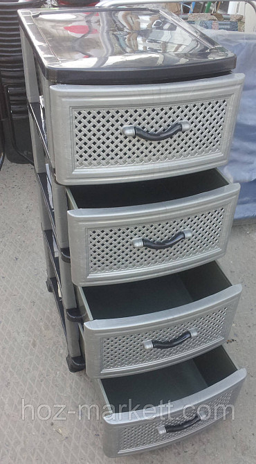 Комод пластиковий сірий "сітка" на 4 ящики виробництво Україна Харків - фото 10