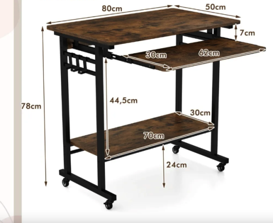 Комп'ютерний стіл Costway Otto з висувною підставкою для клавіатури Київ