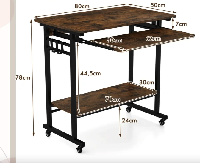 Комп'ютерний стіл Costway Otto з висувною підставкою для клавіатури Киев - изображение 4