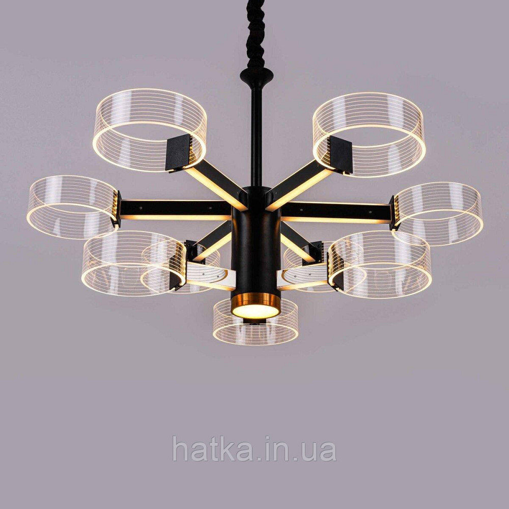Люстра світлодіодна акрілова Sirius N 3705-6+3 BLACK+GD 98W Київ - фото 1