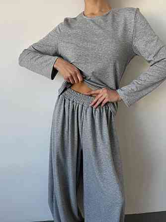 Женский повседневный прогулочный костюм двойка: кофта и брюки турецкая двунить Светло-серый, 42/44 Одесса