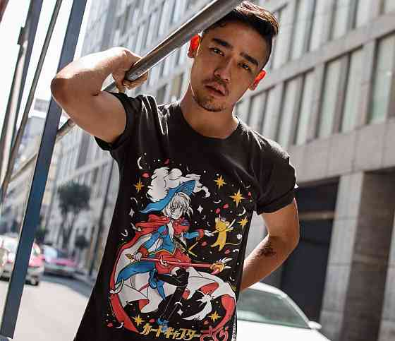 Футболка з аніме принтом Кардкаптор Сакура Ваіфу Керо оверсайз (S/M/L) Чорний AnimeJ0802 Дніпро