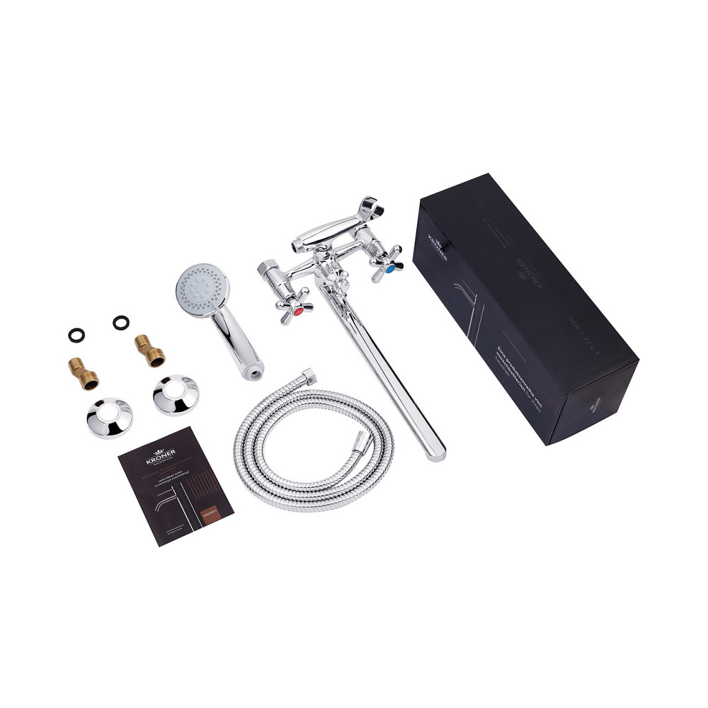 Змішувач для ванни Kroner KRP Royce - C072 з душовим гарнітуром, хром Київ - фото 8