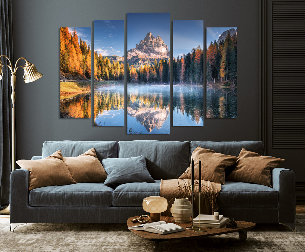 Модульная картина в гостиную / спальню Озеро над горами LM004_5 90х132 см Киев - изображение 4