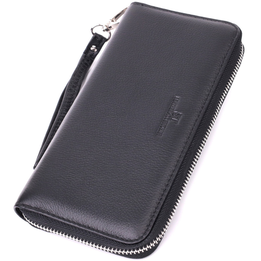 Шкіряний гаманець-клатч з ручкою чорний (ST Leather) Київ - фото 18