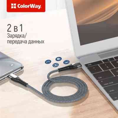 Дата кабель USB-C to Lightning 1.0m ColorWay (CW-CBPDCL033-GR) Вінниця