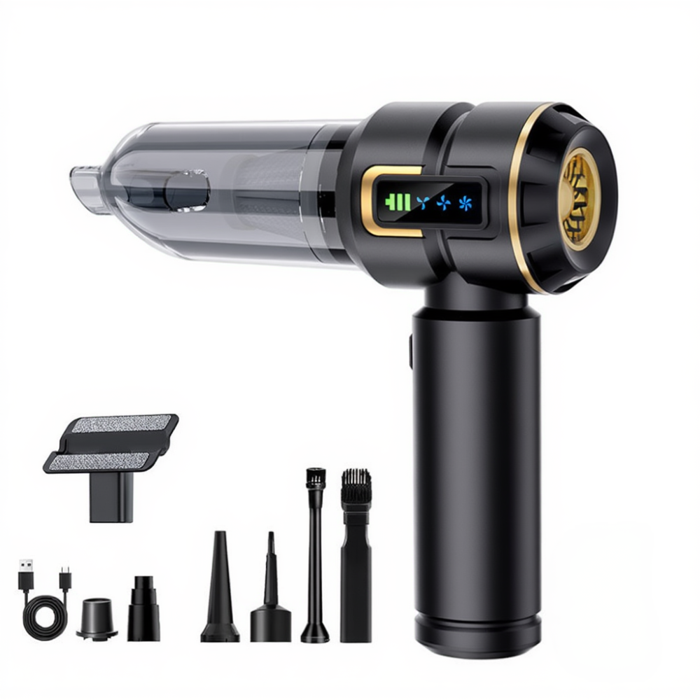 ABS Автомобільний ручний пилосос 6000 мАч акумуляторний Чорний HP-11-6697BB Коломия - фото 1