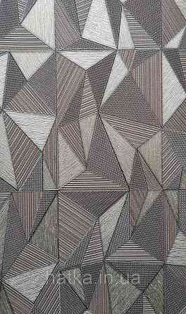 Шпалери вінілові на флізеліні AdaWall Omega1.06х10 геометрія 3д темно-сірі срібло 23204-5 Київ