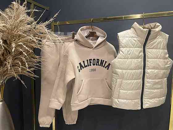 Детский теплый подростковый спортивный костюм тройка с жилеткой для девочек 3нитка флис 146,158 Николаев