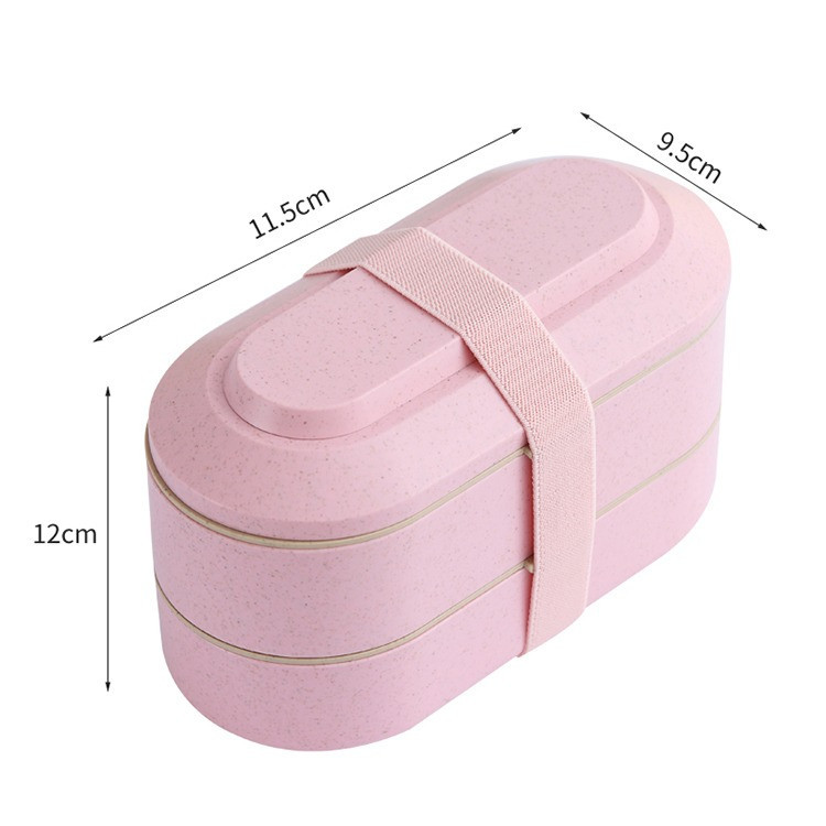 Контейнер,ланч бокс для горячей и холодной еды с термосумкой, двухъярусный для обеда с столовыми приборами, 900 мл,розовый Каменец-Подольский - изображение 4