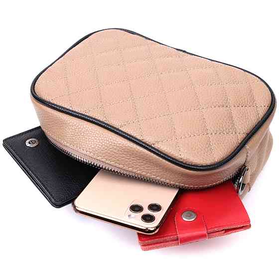 Шкіряна жіноча сумка через плече на одне відділення Vintage 22386 Бежева Київ