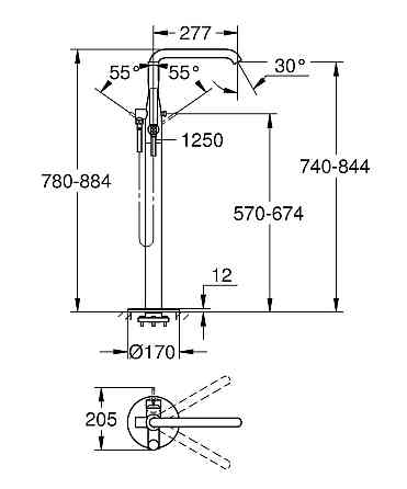 Змішувач для ванни підлогового монтажу Grohe Essence New   ( 25248001 ) 39480 Харків