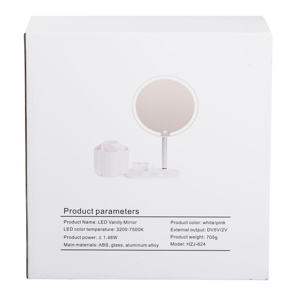 Yiwu Дзеркало для макіяжу з підсвічуванням кругле настільне Ø21 см з підставкою Рожеве HP-10-9A Коломыя - изображение 10