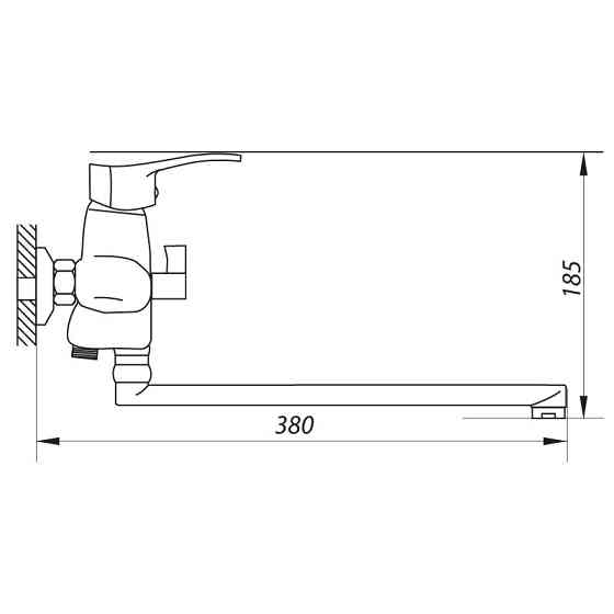 Змішувач для ванни Zerix JXD6 135 з виливом ZX2677 Харків