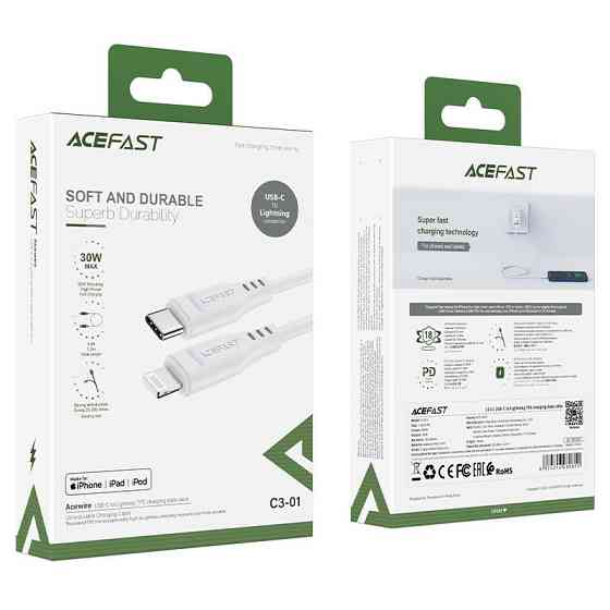 Кабель ACEFAST Type-C на iPhone, 3A, 30W, белый Киев