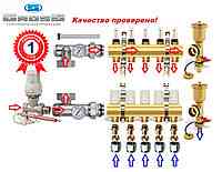 Колектор для теплої підлоги Gross 1"x3/4x4 в зборі без насоса Харків