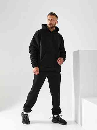 Чоловічий спортивний теплий костюм на флісі Чорний 46/48 Харків