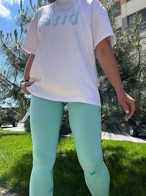 Лосины женскиеLADY HUREM 18160 мраморные пуш-ап широкий пояс утягивающие бирюзовые, бірюзовий, S-M Киев - изображение 4