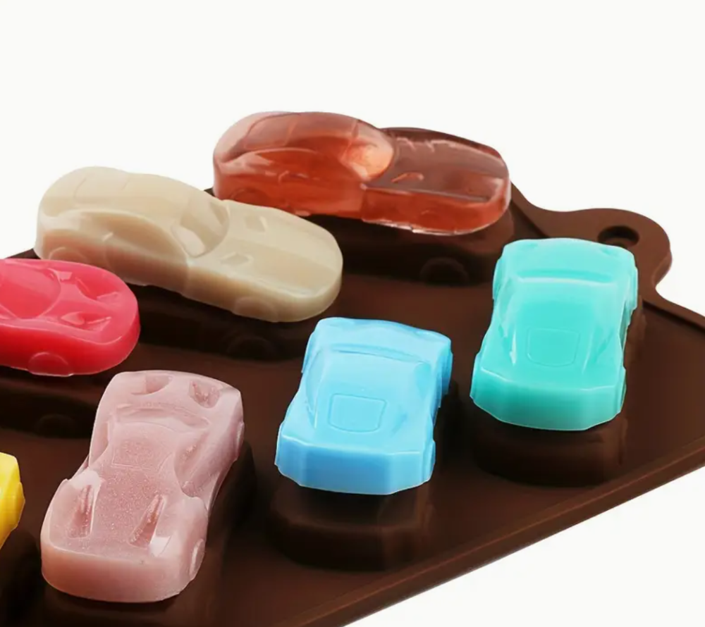 Силіконова форма 20×11 см на 10 осередків у вигляді машинок для мармеладу, цукерок та глазурованих сирків Одеса - фото 5