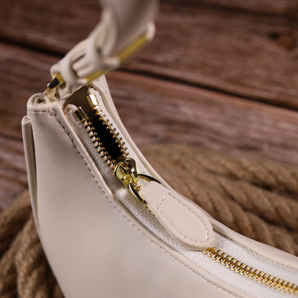 Стильная женская сумка-хобо из натуральной гладкой кожи 21287 Vintage Молочная Киев - изображение 10