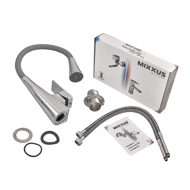 Змішувач для кухні Mixxus Etna 014-T (NUT) Refl.Grey (Колір хром+силіконовий вилив сірий) (MI8420)   ( 22941 ) Харків - фото 5