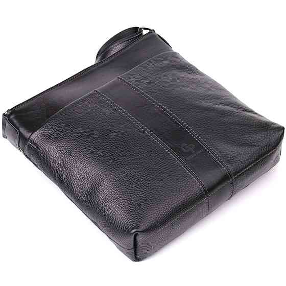 Красива сумка через плече для чоловіків із натуральної шкіри GRANDE PELLE 22883 Чорна Київ