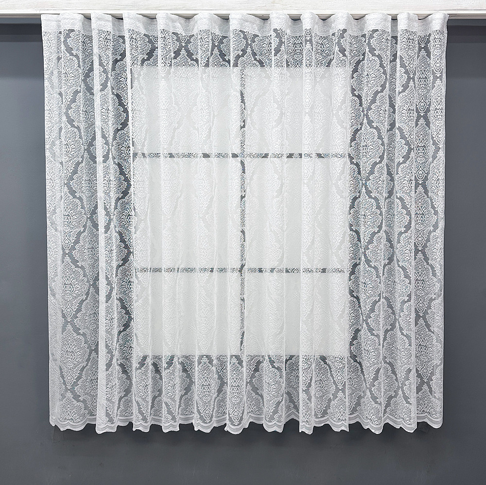 Тюль жакард VR-Textil Корона № 1320т Арка на кухню колір білий 200х150 см (53-0188) Київ - фото 2