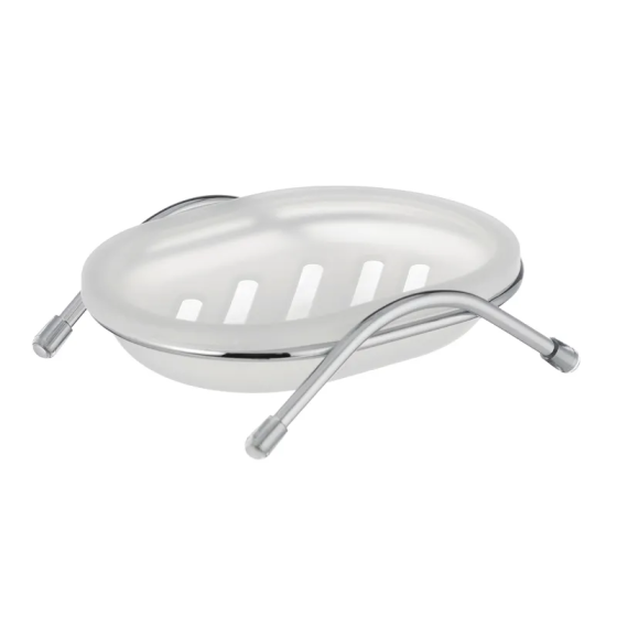 Мильниця настільна з подвійним дном Zerix LR332-2 (пластик білий) (ZX2701) Київ