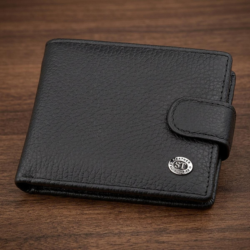 Чоловічий гаманець ST Leather 18316 (ST114) шкіряний Чорний Київ - фото 8