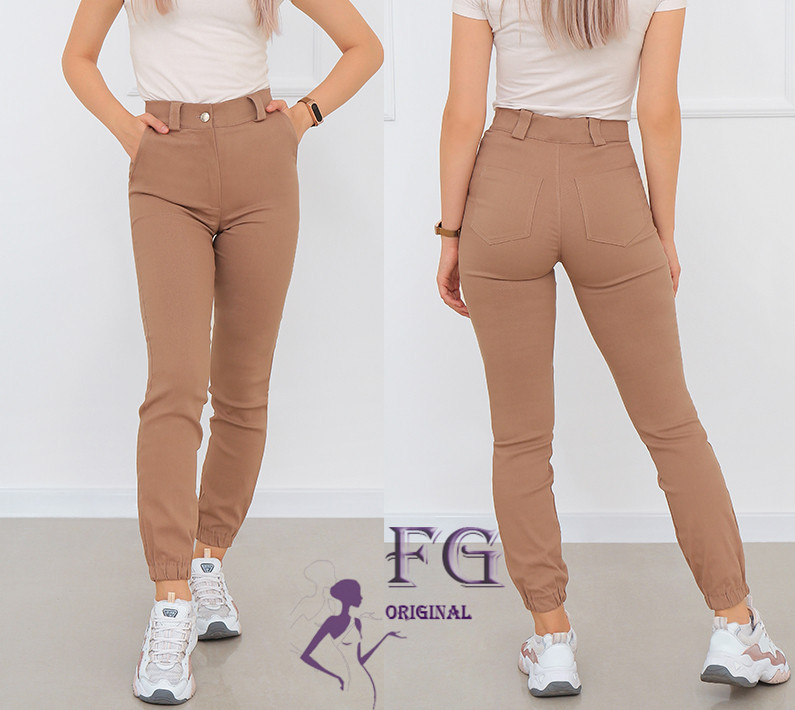 Жіночі брюки джогери "Elias" тонкі оптом | Норма | Розпродаж моделі 44, Бежевий Київ - фото 5