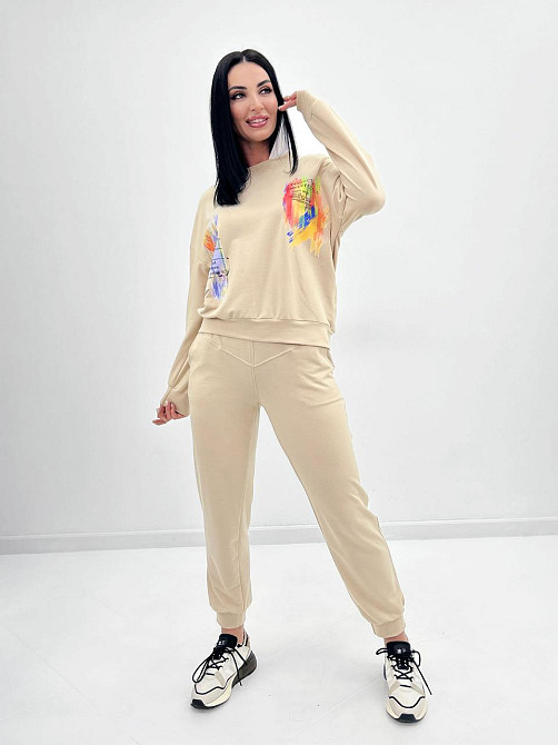 Жіночий костюм-двійка з капюшоном "Rainbow"| Норма | Розпродаж моделі Бежевий, 42-44 Київ - фото 1
