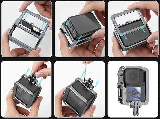 Рамка GoPro 13/12/11/10/9 вертикальная/горизонтальная алюминиевая Telesin S6-FMS-14-TGP Киев