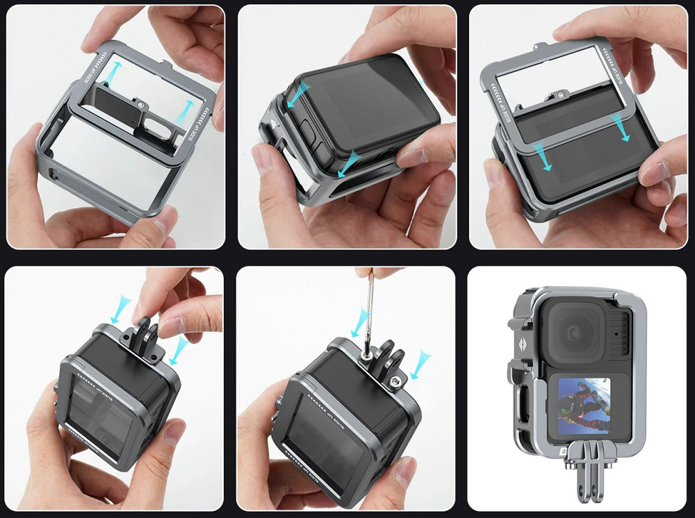 Рамка GoPro 13/12/11/10/9 вертикальна/горизонтальна алюмінієва Telesin S6-FMS-14-TGP Київ - фото 4