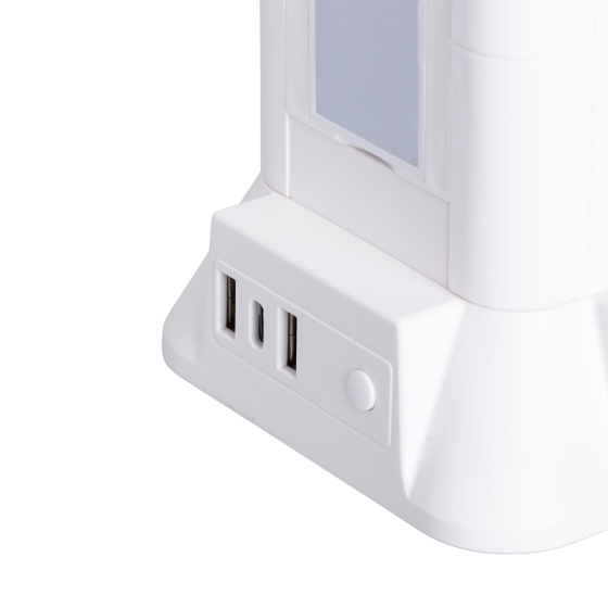 Мережевий фільтр подовжувач 4.8 м з лампою на 6 універсальних розеток з 2 USB, 1 Type-C, бездротова зарядка HP-5-3MF Коломия