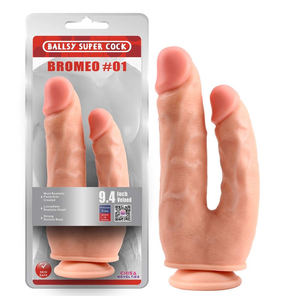 Фаллоимитатор двойной Chisa Ballsy Super Cock Bromeo # 01 на присоске, телесный Sex Aura Киев - изображение 1