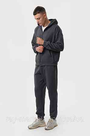 Костюм чоловічий худі на блискавці та штани Темно-сірий  RAY PREMIUM LOOSE U0809 (U0809M-Dark Grey) L Київ