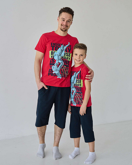 Подростковый комплект с шортами на мальчика Tom John - Скейт - Family look папа/сын 89901 14-15 Киев - изображение 1