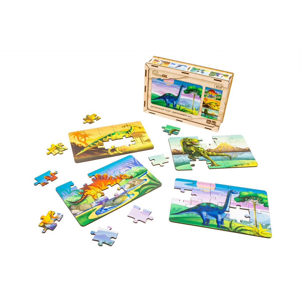 Деревянный детский пазл 4в1 