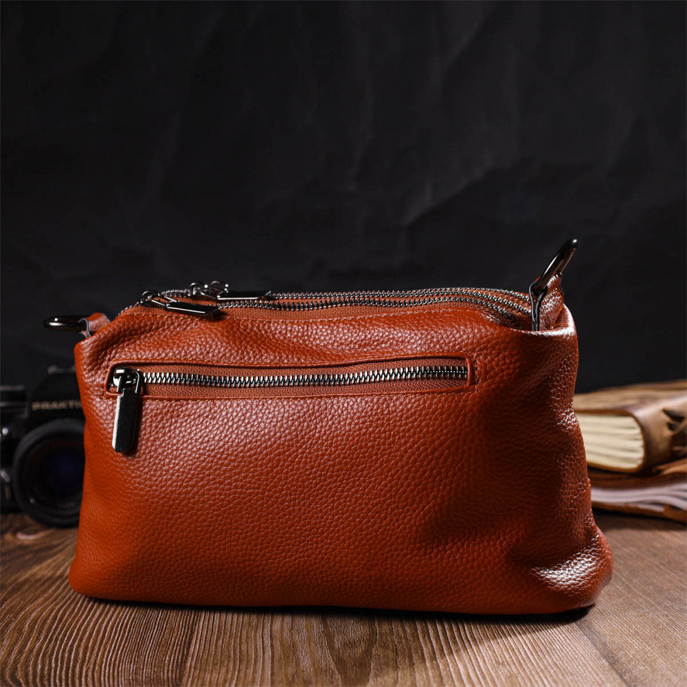 Чудова сумка на три відділення з натуральної шкіри 22138 Vintage Руда Київ - фото 10