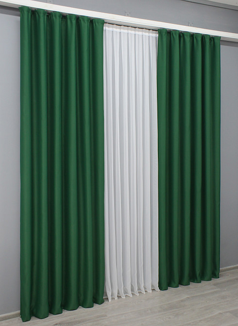 Комплект готовых штор VR-Textil Bagema Rvs № 1475ш Зеленый 100х275 см 2 шт (31-738) Киев - изображение 4