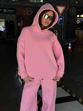 Базовий жіночий костюм з об’ємним худі Рожевий 48/52 Харків