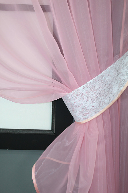 Кухонный комплект VR-Textil № 084к шторки с ламбрекеном розовый с белым 270х170 см (52-0827) Киев - изображение 3