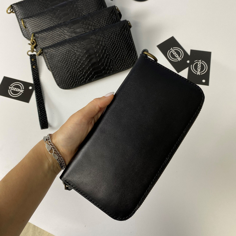 Чоловічий гаманець на блискавці шкіряний, місткий гаманець з відділеннями, чорнийMasterSem Київ - фото 6