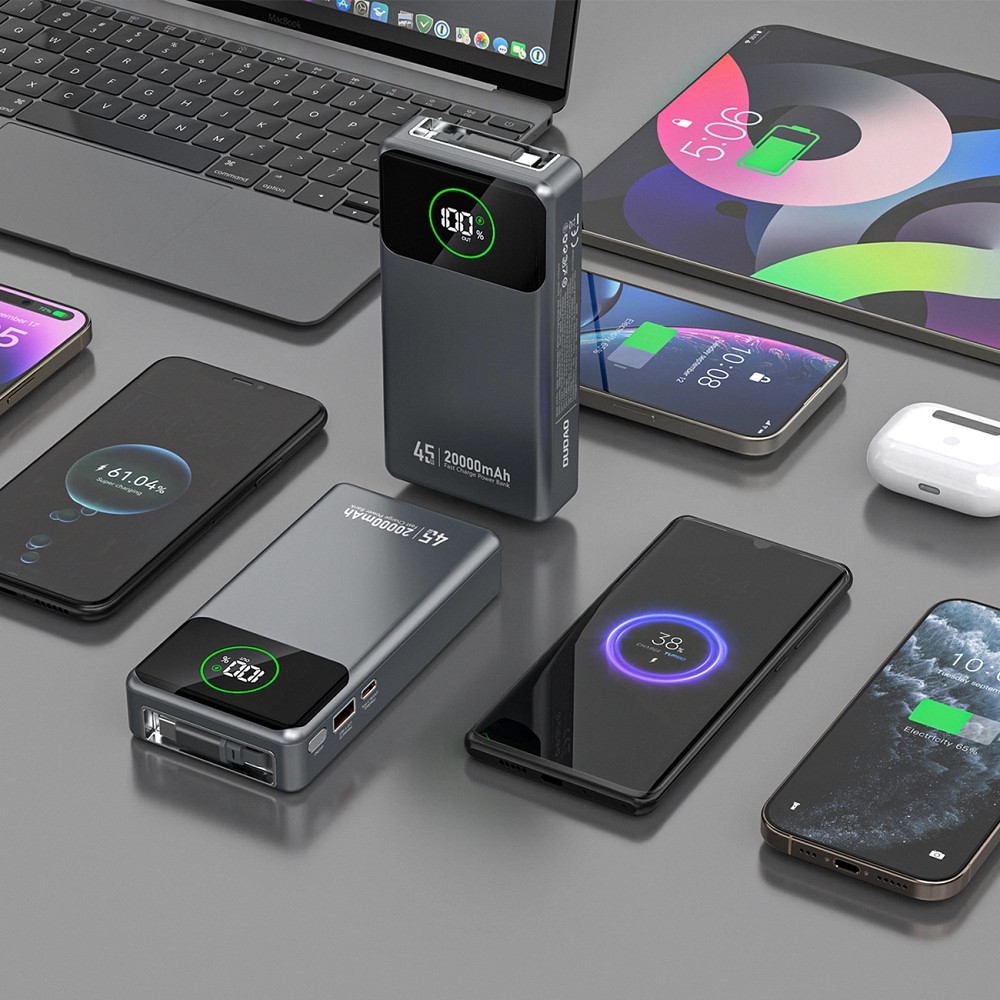 УМБ Dudao 20000mAh K31 Pro 45W PD,QC USB-A,USB-C In/Out,with built-in USB-C/Lightning cables Gray Вінниця - фото 6